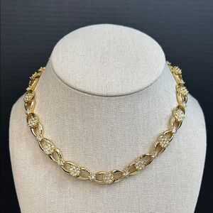 Elegant Swarovski Gold Crystal Collar Necklace